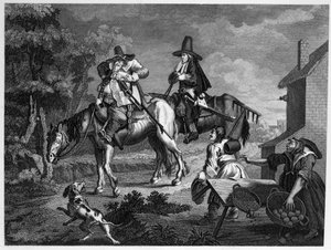 Hudibras trekt eropuit door William Hogarth