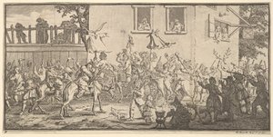 Hudibras en de Skimmington Zeventien Kleine Illustraties voor Samuel Butlers Hudibras door William Hogarth