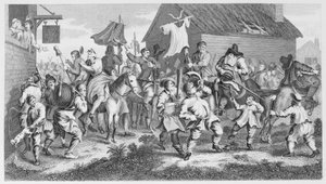 Hudibras ontmoet de Skimmington door William Hogarth