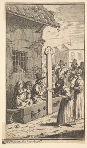 Hudibras in benauwdheid Zeventien kleine illustraties voor Samuel Butlers Hudibras, no..., 1721-26 door William Hogarth