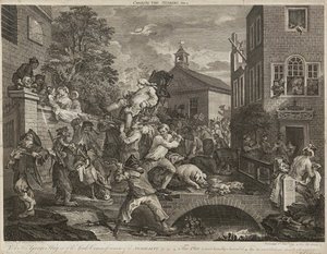 Humors van een Verkiezing (Set van Vier) door William Hogarth