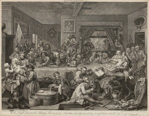 Humors van een Verkiezing (Set van Vier) door William Hogarth