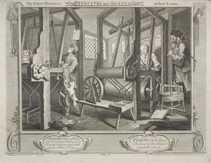 Industrie en luiheid: De mede-leerlingen aan hun weefgetouwen