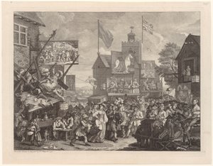 Jaarmarkt in Southwark door William Hogarth