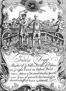James Figg - advertentie, ca. 1729/30 door William Hogarth