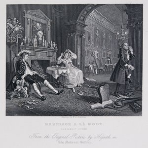 Huwelijk à la Mode: Ontbijtscène door William Hogarth