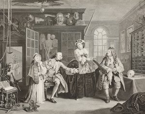 Marriage à la Mode. Blad 3: De inspectie. 1745 door William Hogarth