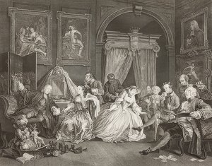 Marriage à la Mode. Blatt 4: The Toilette. 1745 door William Hogarth