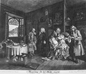 Huwelijk à la Mode, Plaat 6, (De Dood van de Gravin) door William Hogarth