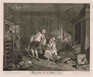 Huwelijk à la Mode: De Dood van de Graaf door William Hogarth