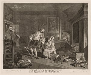 Marriage à la Mode: De dood van de graaf, 1745 door William Hogarth