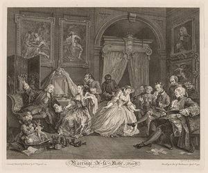 Marriage à la Mode: De toilettescène door William Hogarth