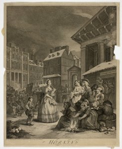 Ochtend, plaat één uit De vier tijden van de dag door William Hogarth