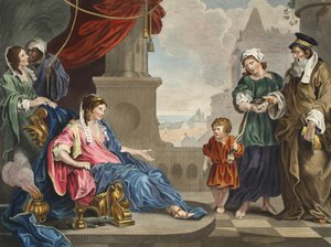 Mozes gebracht naar de dochter van de farao, illustratie uit 
