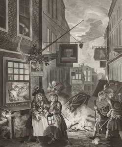 Nacht. Uit: De vier tijden van de dag. 1738 door William Hogarth