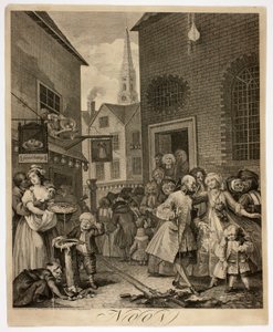 Middag, plaat twee uit De vier tijden van de dag door William Hogarth
