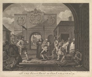 O het gebraden rundvlees van Oud Engeland - De poort van Caiais, 6 maart 1749 door William Hogarth
