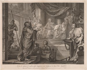 Paulus voor Felix (Grote Plaat) door William Hogarth