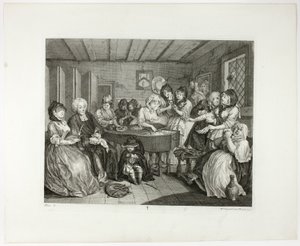 Plaat zes, uit De vooruitgang van een hoer door William Hogarth