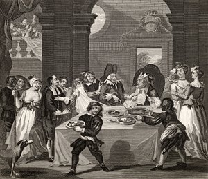Sancho bij het feest uitgehongerd door zijn arts, uit 