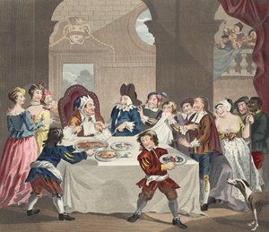 Sancho bij het feest uitgehongerd door zijn arts, illustratie uit 