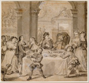 Sancho bij het prachtige feest, uit "Don Quichot" van Miguel de Cervantes