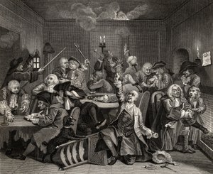 Scène in een gokhuis, plaat VI uit 