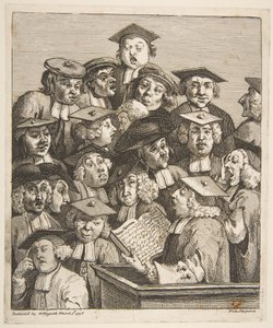 Geleerden bij een lezing door William Hogarth