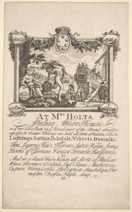 Winkelkaart voor Mrs. Holts Italiaanse magazijn, 1720-72 door William Hogarth
