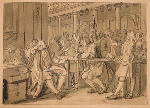 Schets voor Industrie en Ledigheid - Plaat X, 1747 door William Hogarth