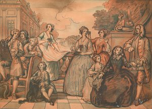 Schets voor The Jones Family Conversation Piece, 1730