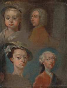 Studies van Hoofden, ca. 1733 door William Hogarth