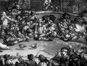 De hanenbak, 1759 door William Hogarth