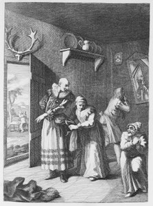 De Pastoor en Kapper vermommen zich om Don Quichot naar huis te brengen