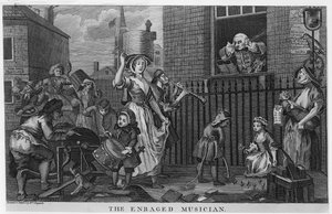 De woedende muzikant door William Hogarth