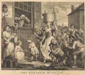 De Woedende Muzikant door William Hogarth