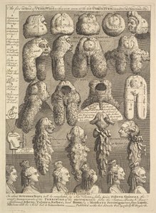 De vijf orden van pruiken, 1761 door William Hogarth