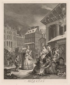 De vier tijden van de dag: Ochtend, 1738 door William Hogarth