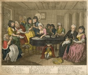 De begrafenis van arme Mary Hackabout, bijgewoond door de zusterhood van Drury Lane door William Hogarth