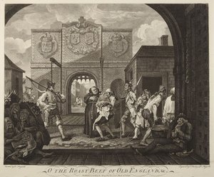 De poort van Calais of De rosbief van het oude Engeland door William Hogarth