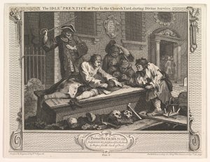 De luie leerling speelt op het kerkhof, Industry and Idleness, plaat 3, 30 september 1747