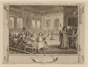 De ijverige leerling rijk geworden, en sheriff van Londen door William Hogarth