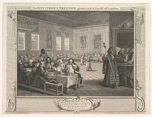 De ijverige leerling rijk geworden en sheriff van Londen door William Hogarth