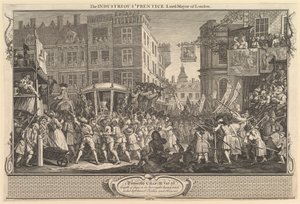 De IJverige Leerling Burgemeester van Londen: Industrie en Luiheid, plaat, 30 september 1747 door William Hogarth