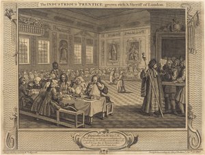 De IJverige Leerling Rijk en Sheriff van Londen door William Hogarth