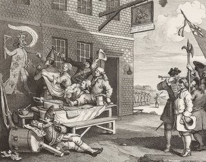 De Invasie, Plaat 2: Engeland. 1756 door William Hogarth