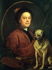 De schilder en zijn mopshond, 1745 door William Hogarth