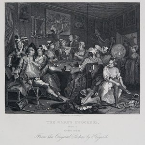 De Vooruitgang van de Hark: Herberg Scène door William Hogarth