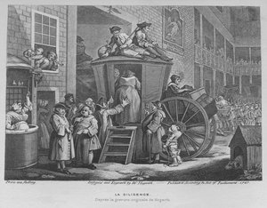 De postkoets of het erf van de herberg, 1747 door William Hogarth