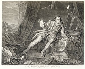 De acteur David Garrick in de rol van Richard III, 1746